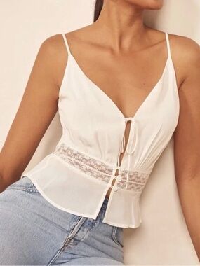 NWT Reformation Tie Front Cami Top Ivory Size:6